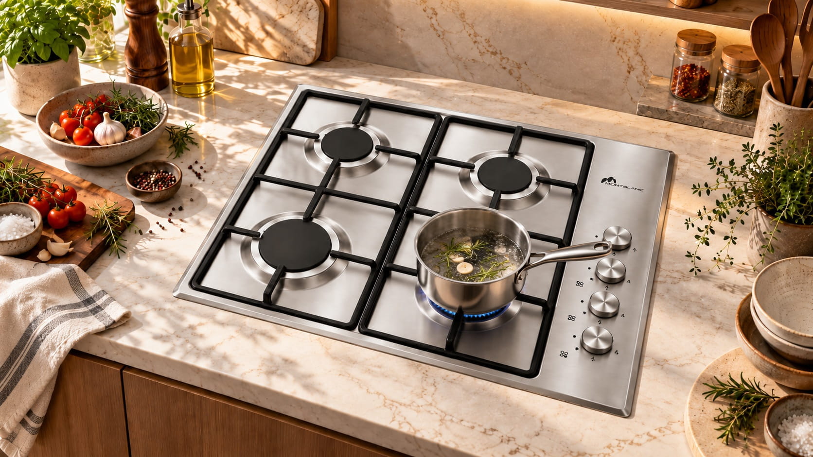 Plaque de Cuisson Encastrable MONTBLANC PXLS60-5 4 Feux 60 cm - Inox